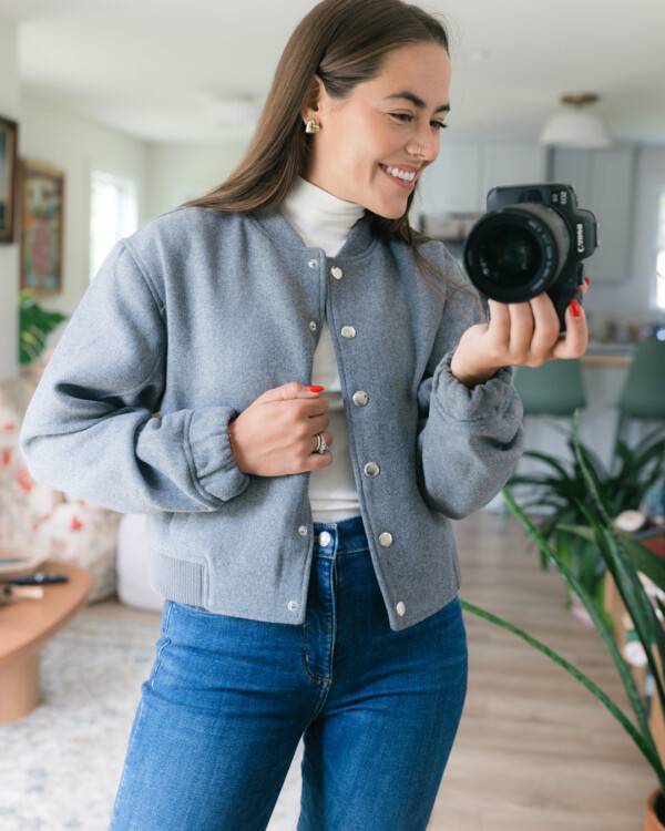 Girl with sweater and denim jeans